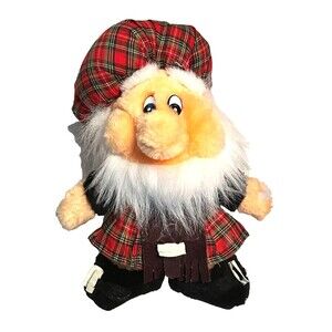 Vtg Bearded Scottish Man Plush Doll Stuffed Toy Tartan Plaid Kilt Edinburg UK